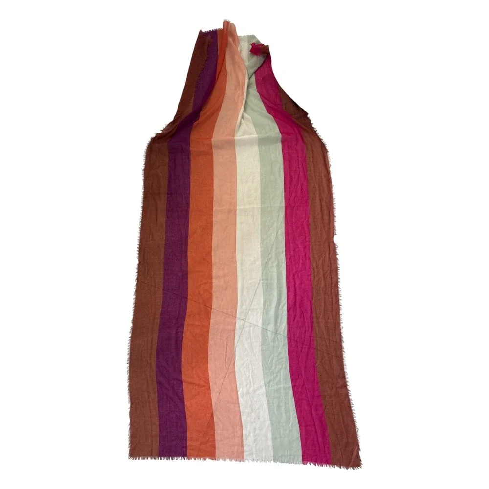 Multicolor‎ Stripe Fringe Blanket Scarf Shawl Wrap Boho Terracotta Magenta OS